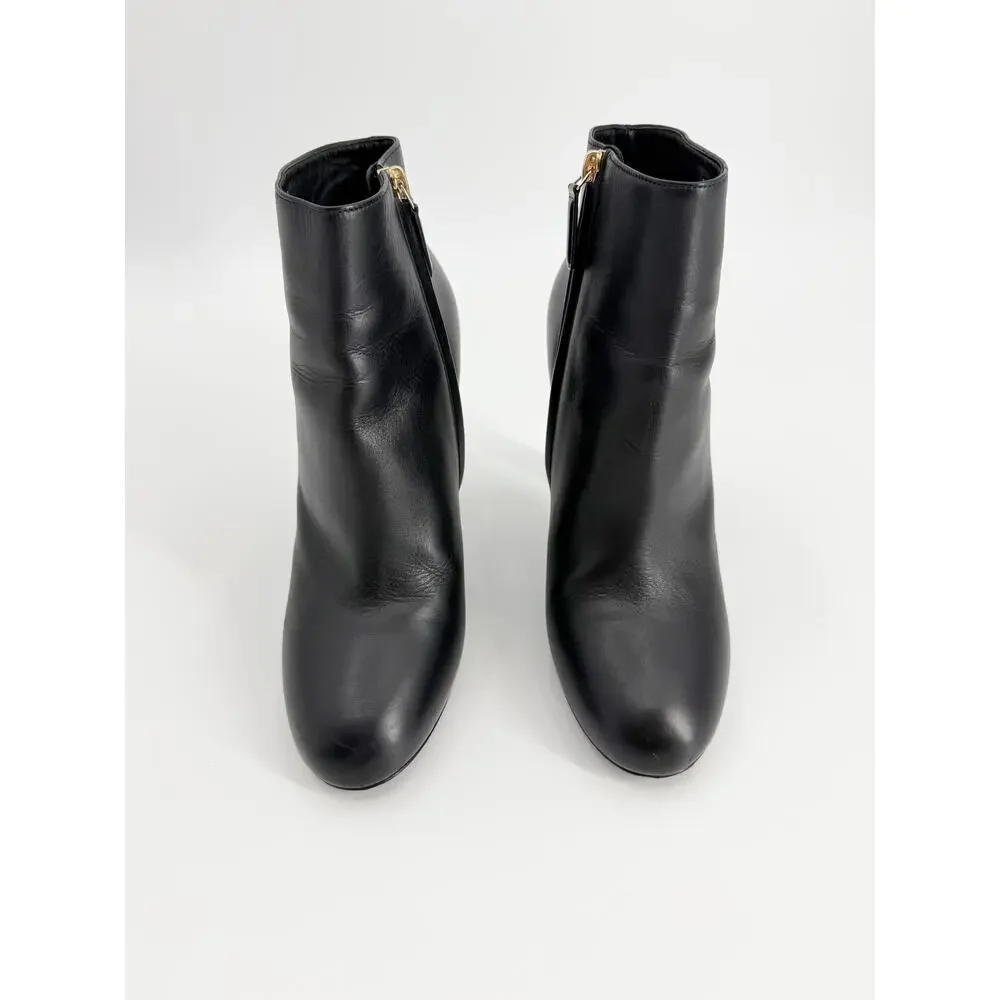 Chanel Black Calfskin Leather Quilted Pole Heel Ankle Booties Size 39 EU Dustbag
